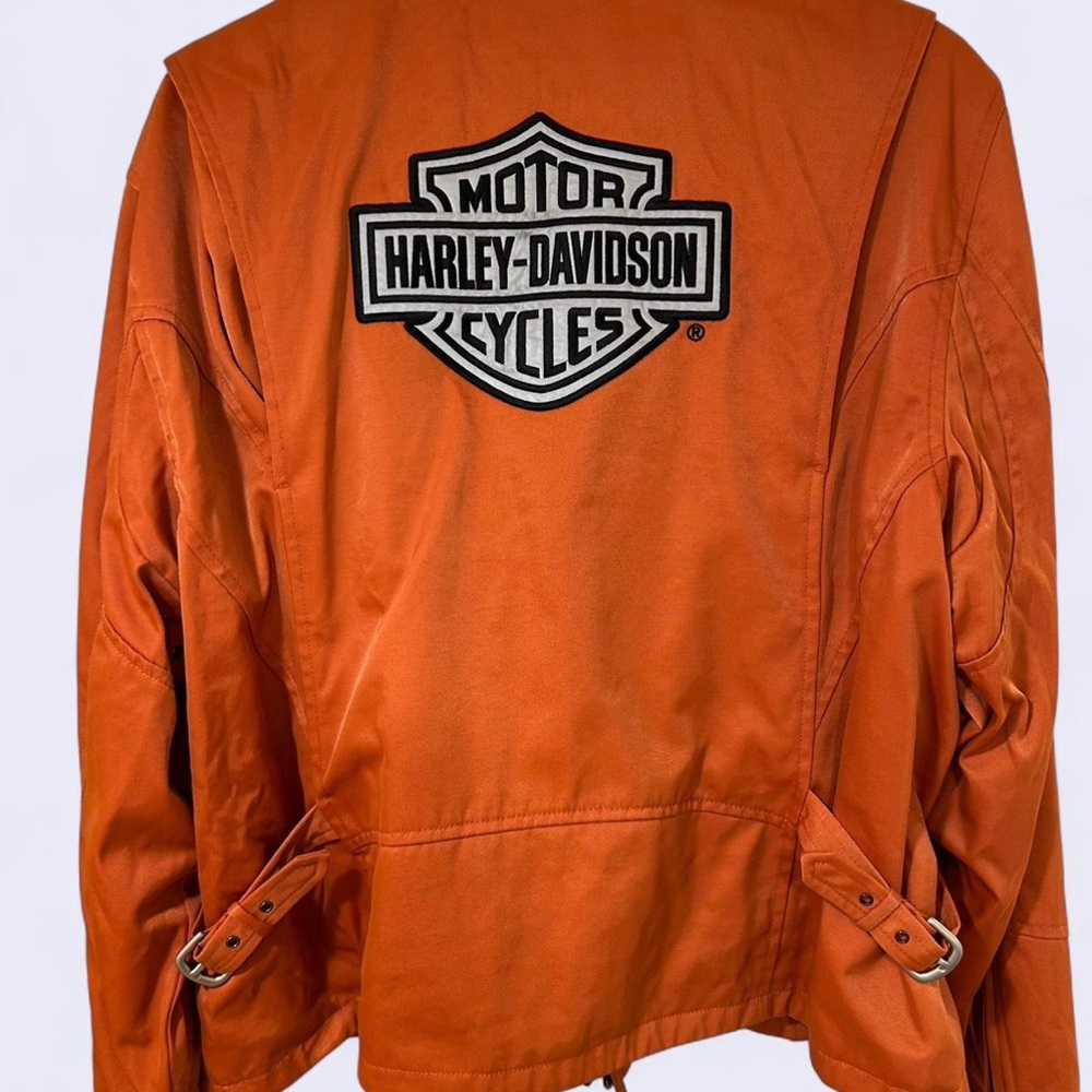 Harley-Davidson Orange Motorcycle Jacket with Iconic Patch